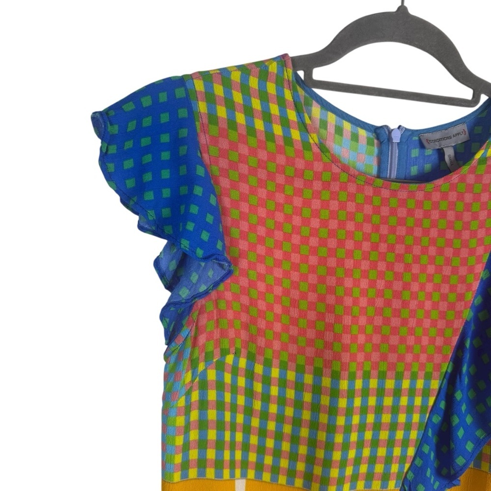 Conditions Apply Asymmetrical Short Flutter Sleeve Blouse Ruffle Size Small - Picture 2 of 7